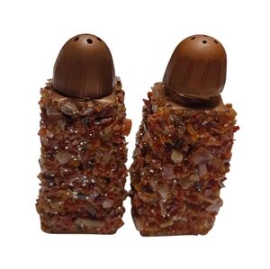 VINTAGE ANCHOR HOCKING CRYSTAL ROCK/STONE SALT & PEPPER SHAKER SET 🤎